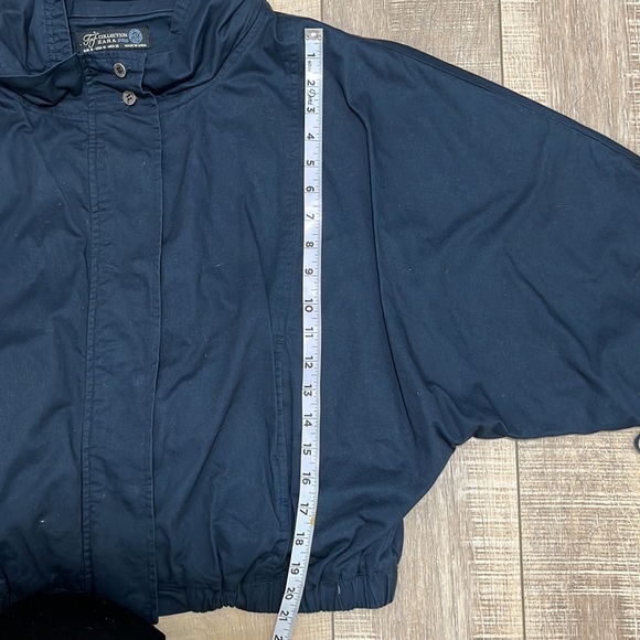 TRF Collection Zara Hooded Crop Jacket with Pockets Navy Blue Med - Picture 12 of 14